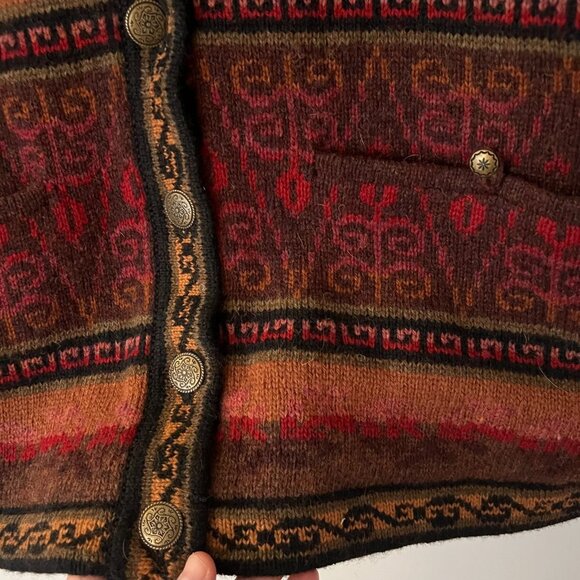 VTG Coldwater Creek Shetland Wool Floral Button Up Cardigan Sweater Women Size M - Picture 3 of 9